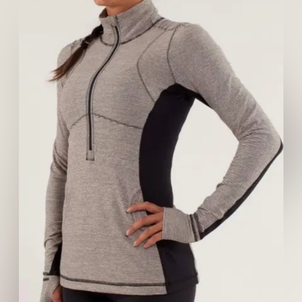 Lululemon Gray and Black Quarter-Zip Athletic Top